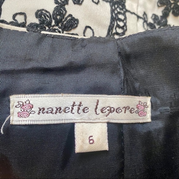 Nanette Lepore embroidered crochet pencil skirt tan neutral floral with bow - Picture 2 of 10